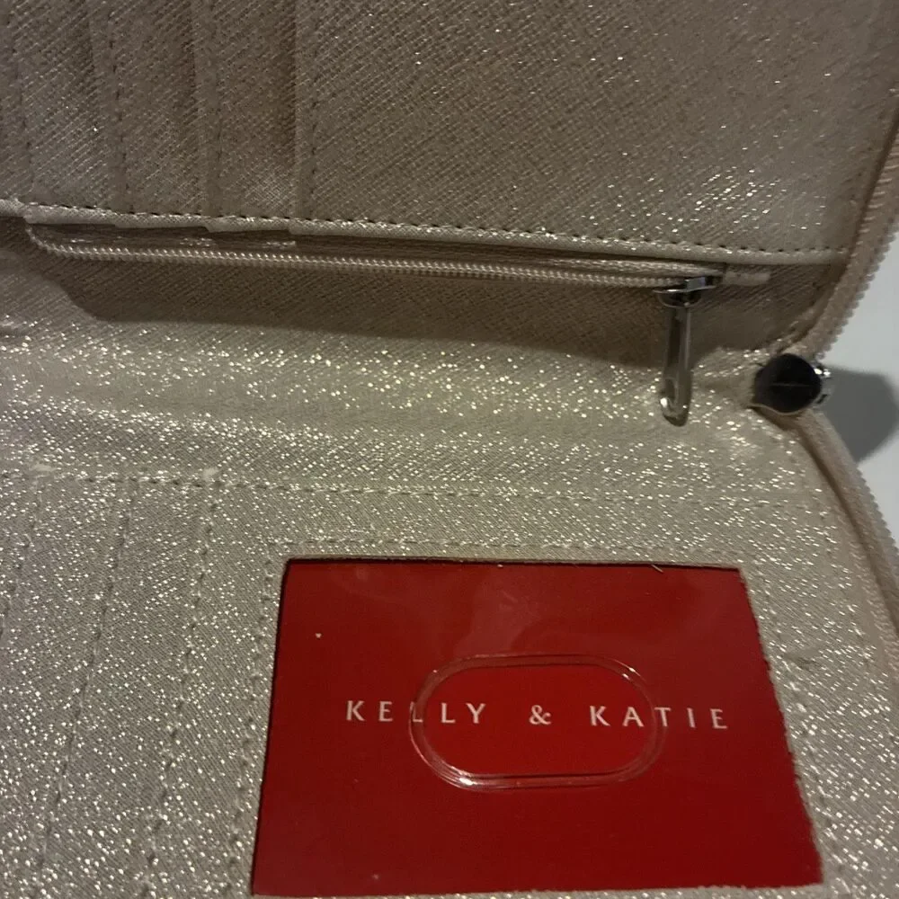 Kelly & Katie Glitter Crossbody Wallet-Champagne Gold-